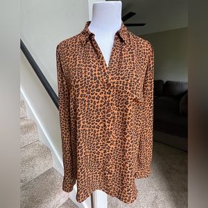 The Limited Leopard Cheetah Print Long Sleeve Button Down Blouse